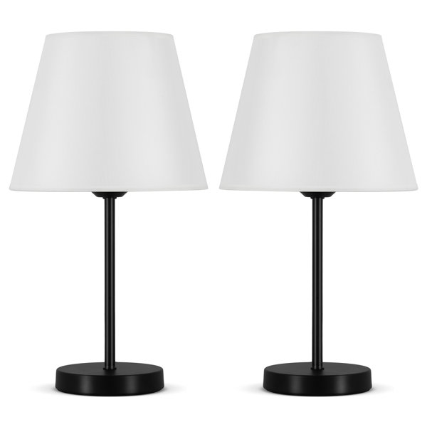 Latitude Run® 15.4 Inch Tall Table Lamps with Metal Base&Fabric Lamp